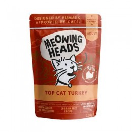 Meowing Heads - Wet Top Cat Turkey (kalakutiena/jautiena/vištiena) 100g