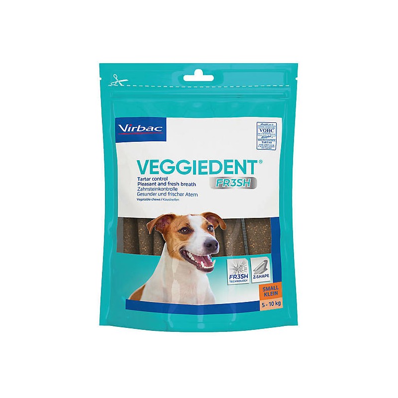 VIRBAC VeggieDent Fresh skanėstai dantų priežiūrai 5-10 kg šunims 224g (S)