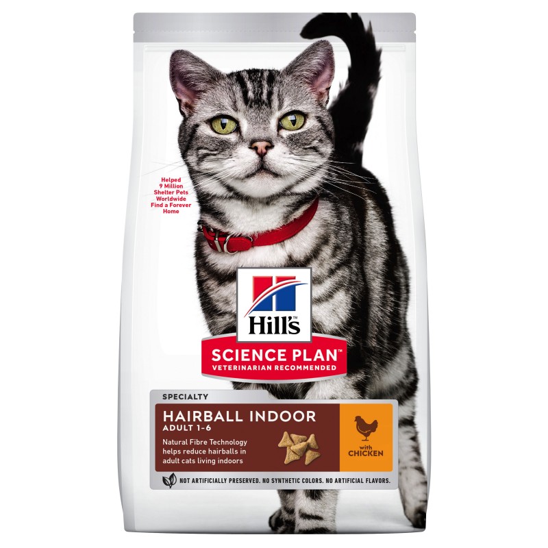 Hill's Feline Adult Hairball Indoor Cat - katėms su vištiena