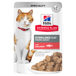 Hill's Sterilised Cat Young Adult guliašai katėms su lašiša 12vnt x 85g