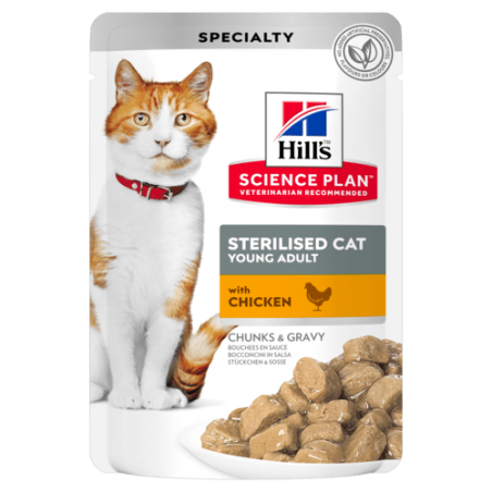 Hill's Sterilised Cat Young Adult guliašai katėms su vištiena 12vnt x 85g