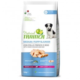 Trainer Natural Medium Puppy&Junior sausas maistas su vištiena ir ryžiais šunims 12kg