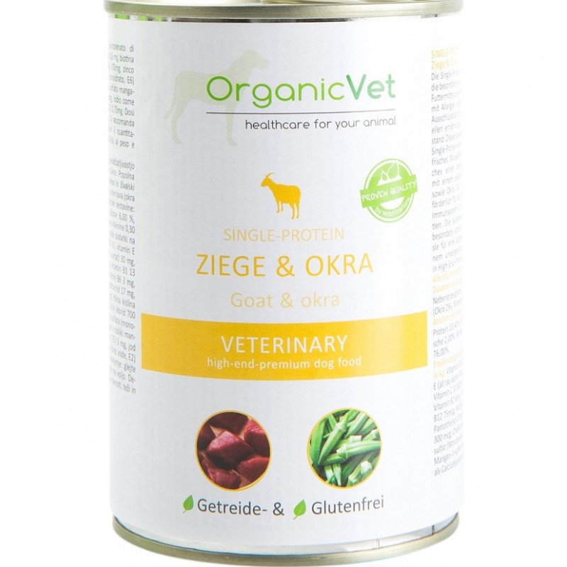 OrganicVet OrganicVet Ziege & okra (Ožkiena ir okra, alergiškiems ir išrankiems) 400g