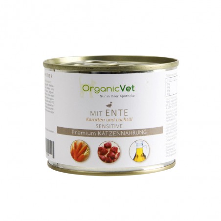 OrganicVet - Duck with carrots & salmon oil konservai katėms 200g
