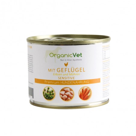 OrganicVet Poultry with peas & carrots konservai šunims 200g