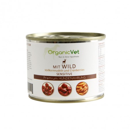 OrganicVet Game with pasta & cranberries konservai šunims 200g