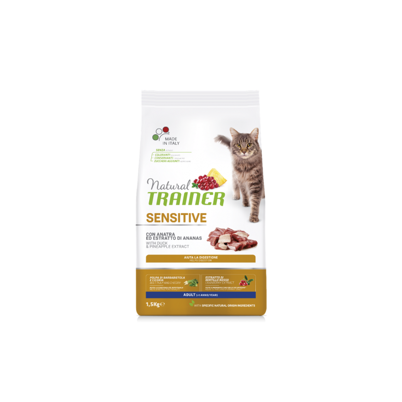 Trainer Natural Sensitive sausas maistas katėms su antiena 1,5kg